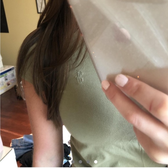 NWOT Polo Ralph Lauren army green short sleeve V neck T-shirt - Picture 4 of 4